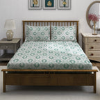 Sage Green Medallion Damask 180 TC Pure Cotton Bedsheet Set with Pillow Cover