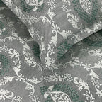 Sage Green Medallion Damask 180 TC Pure Cotton Bedsheet Set with Pillow Cover
