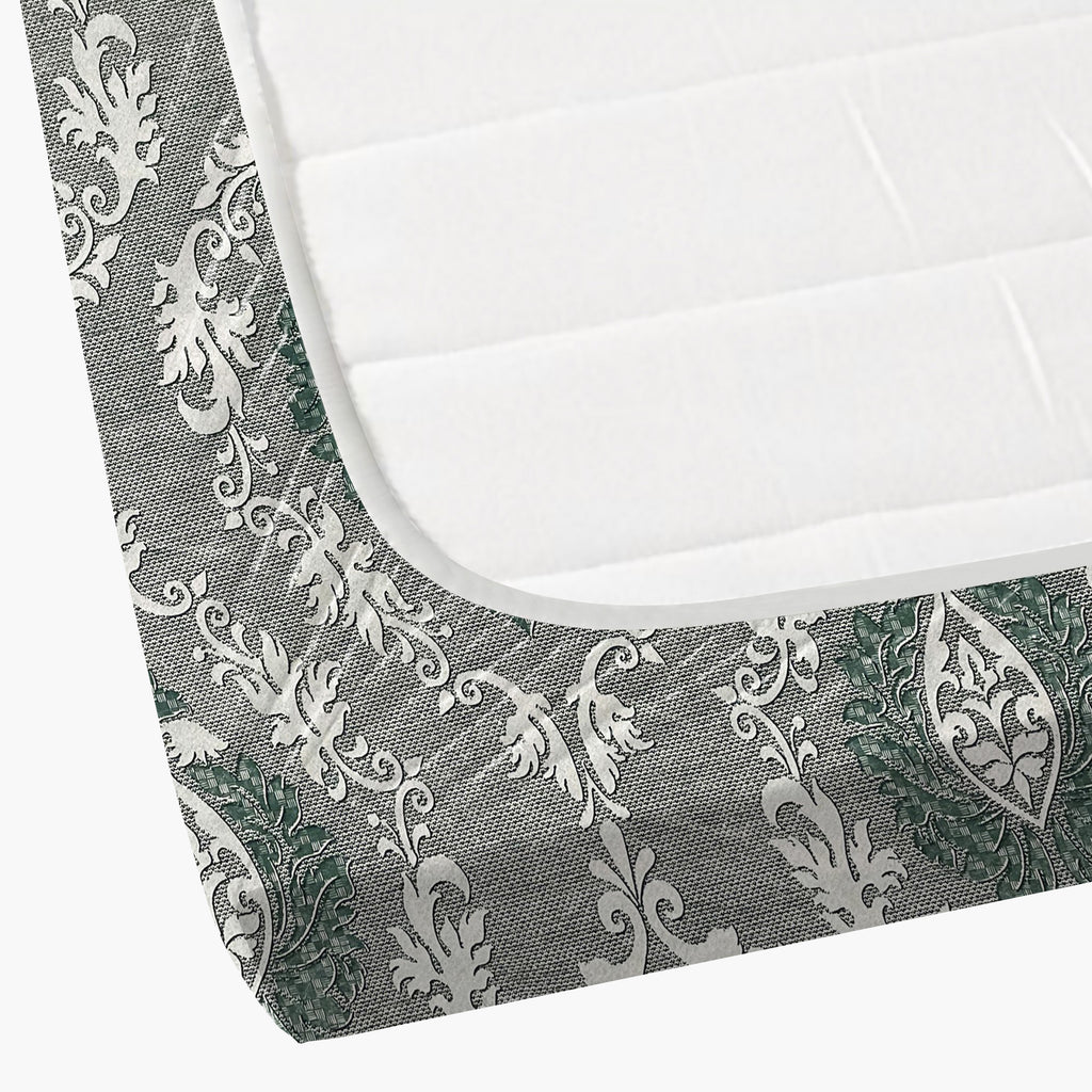 Sage Green Medallion Damask 180 TC Pure Cotton Bedsheet Set with Pillow Cover