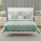 Sage Green Medallion Damask 180 TC Pure Cotton Bedsheet Set with Pillow Cover