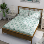 Sage Green Medallion Damask 180 TC Pure Cotton Bedsheet Set with Pillow Cover