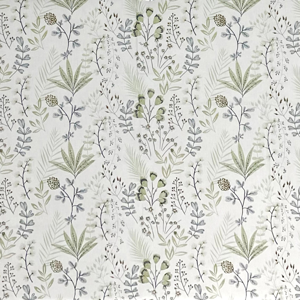 Ivory Sage Botanical Sprigs 180 TC Pure Cotton Bedsheet Set with Pillow Cover