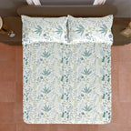 Ivory Botanical Meadow 180 TC Pure Cotton Bedsheet Set with Pillow Cover