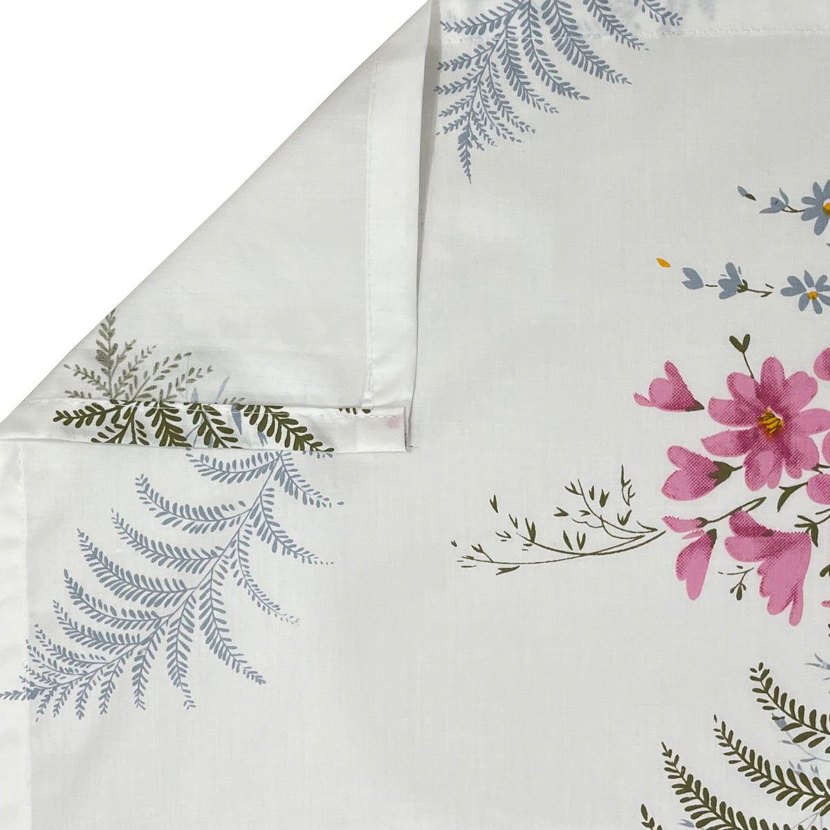 Ivory Fern Blossom 180 TC Pure Cotton Bedsheet Set with Pillow Cover