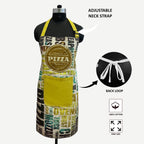Italian Style Pizza Printed Kitchen Apron with Front Utility Pockets