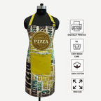 Italian Style Pizza Printed Kitchen Apron with Front Utility Pockets