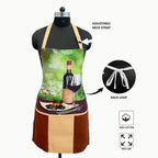 Wine & Dine Printed Kitchen Apron with Dual Front Utility Pockets