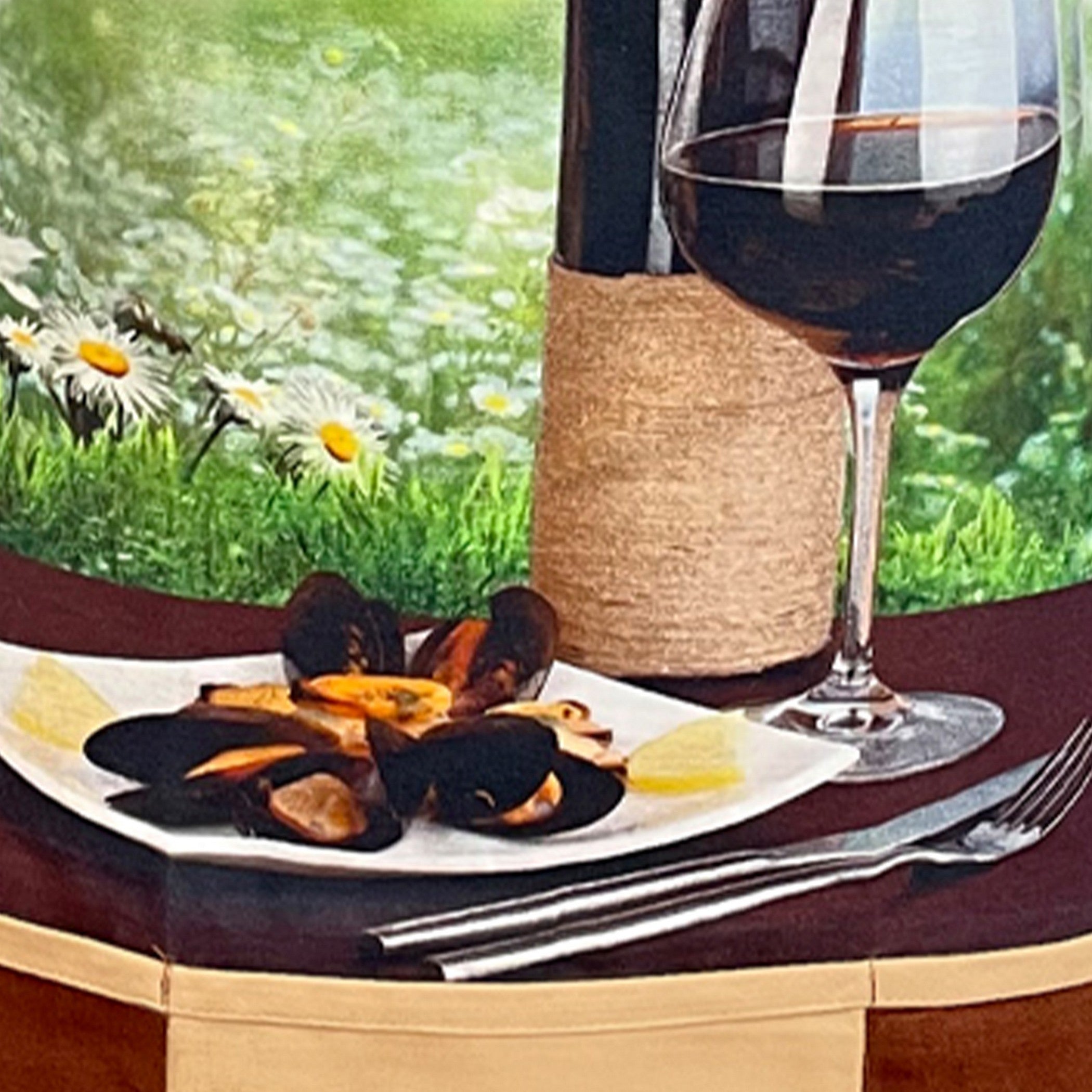 Wine & Dine Printed Kitchen Apron with Dual Front Utility Pockets