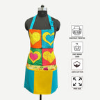 Colorful Hearts Printed Kitchen Apron with Front Pocket