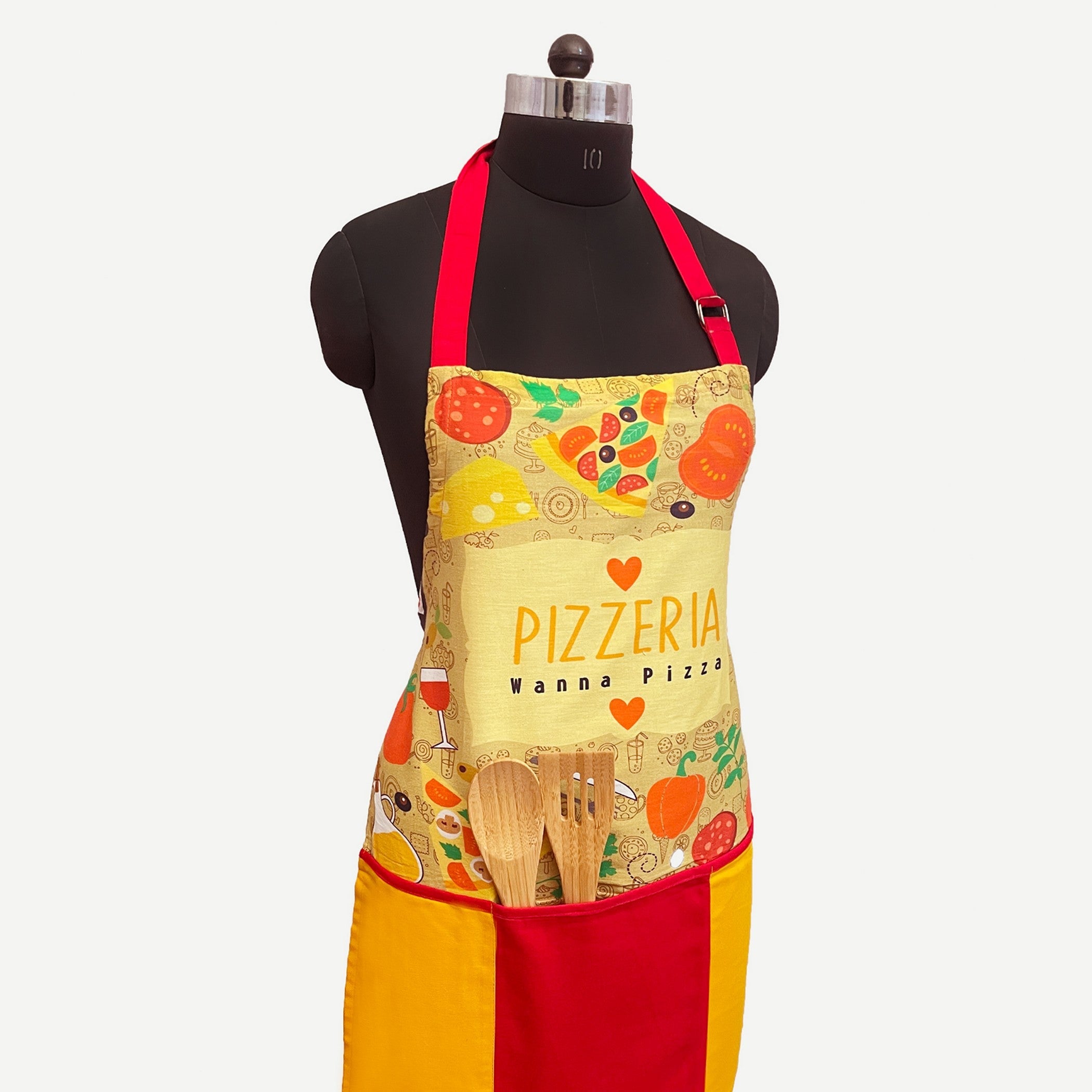 Pizzeria Wanna Pizza Printed Apron with Front Pocket