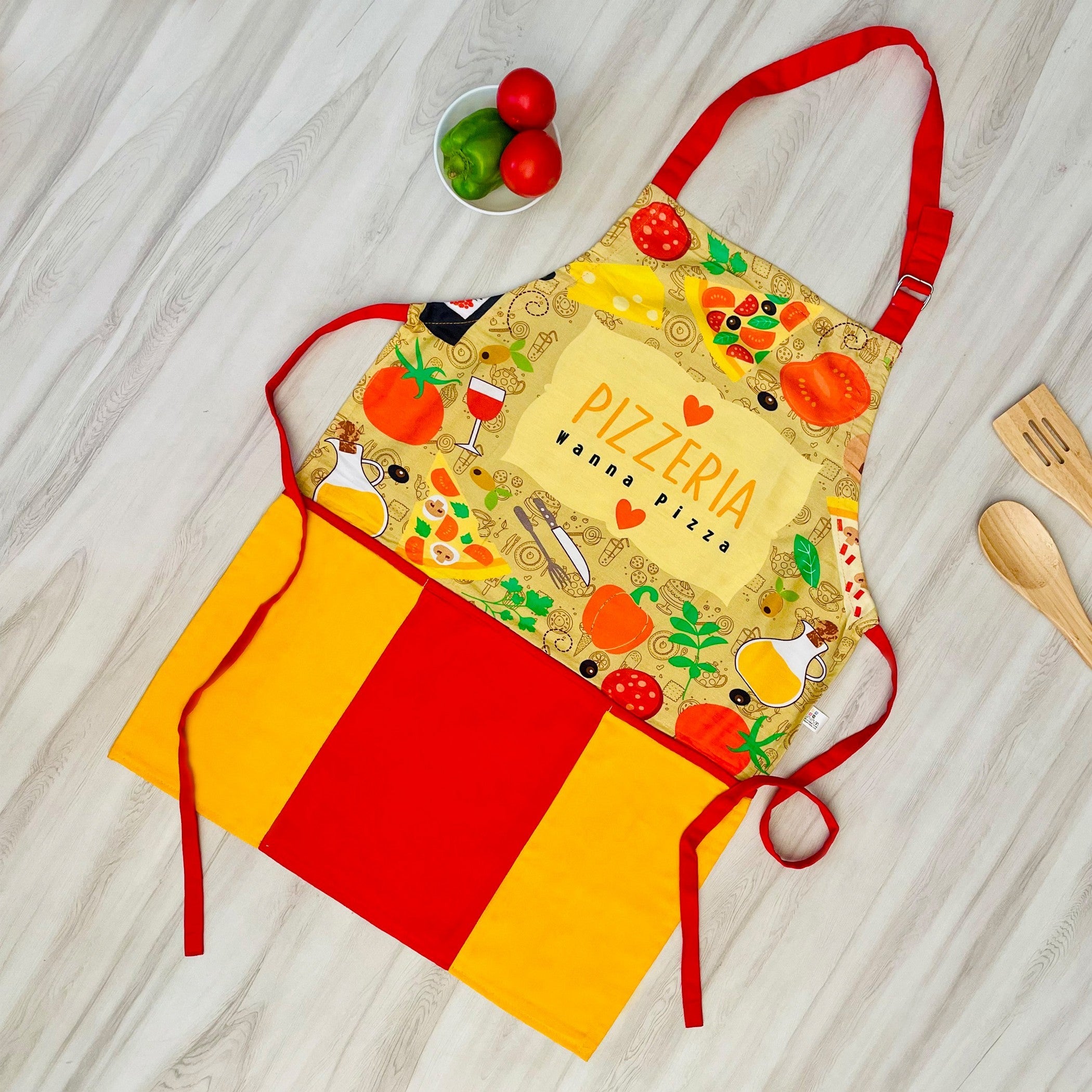 Pizzeria Wanna Pizza Printed Apron with Front Pocket