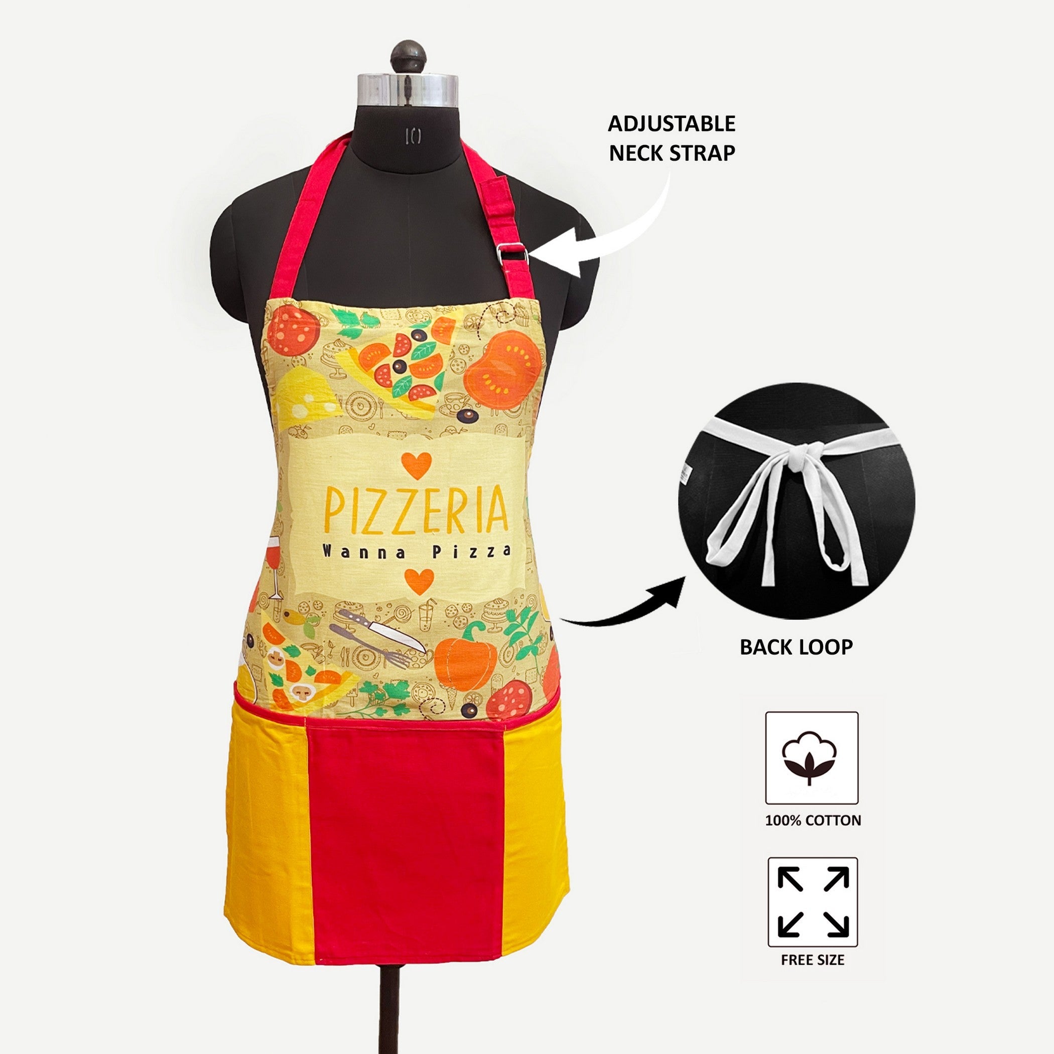 Pizzeria Wanna Pizza Printed Apron with Front Pocket