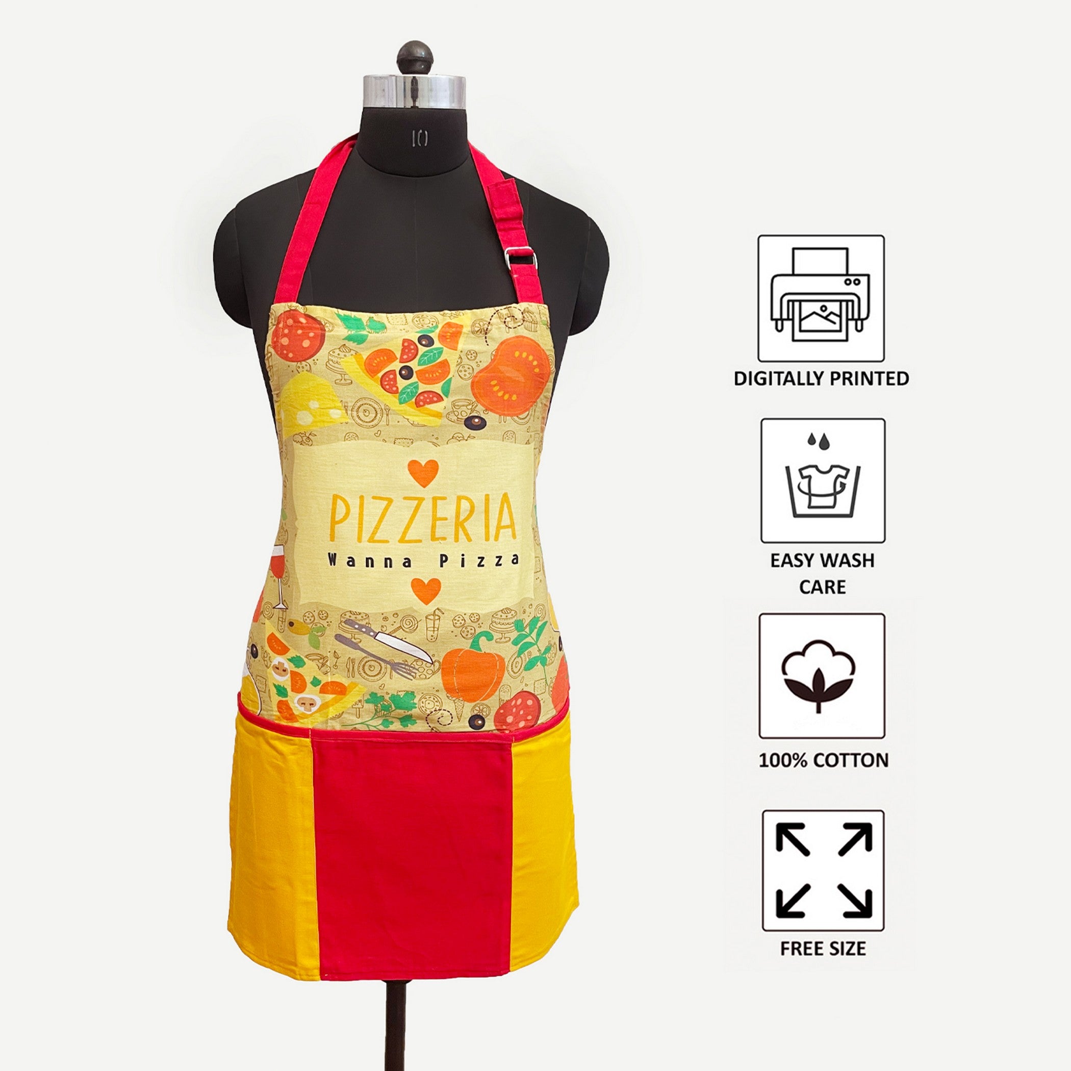 Pizzeria Wanna Pizza Printed Apron with Front Pocket