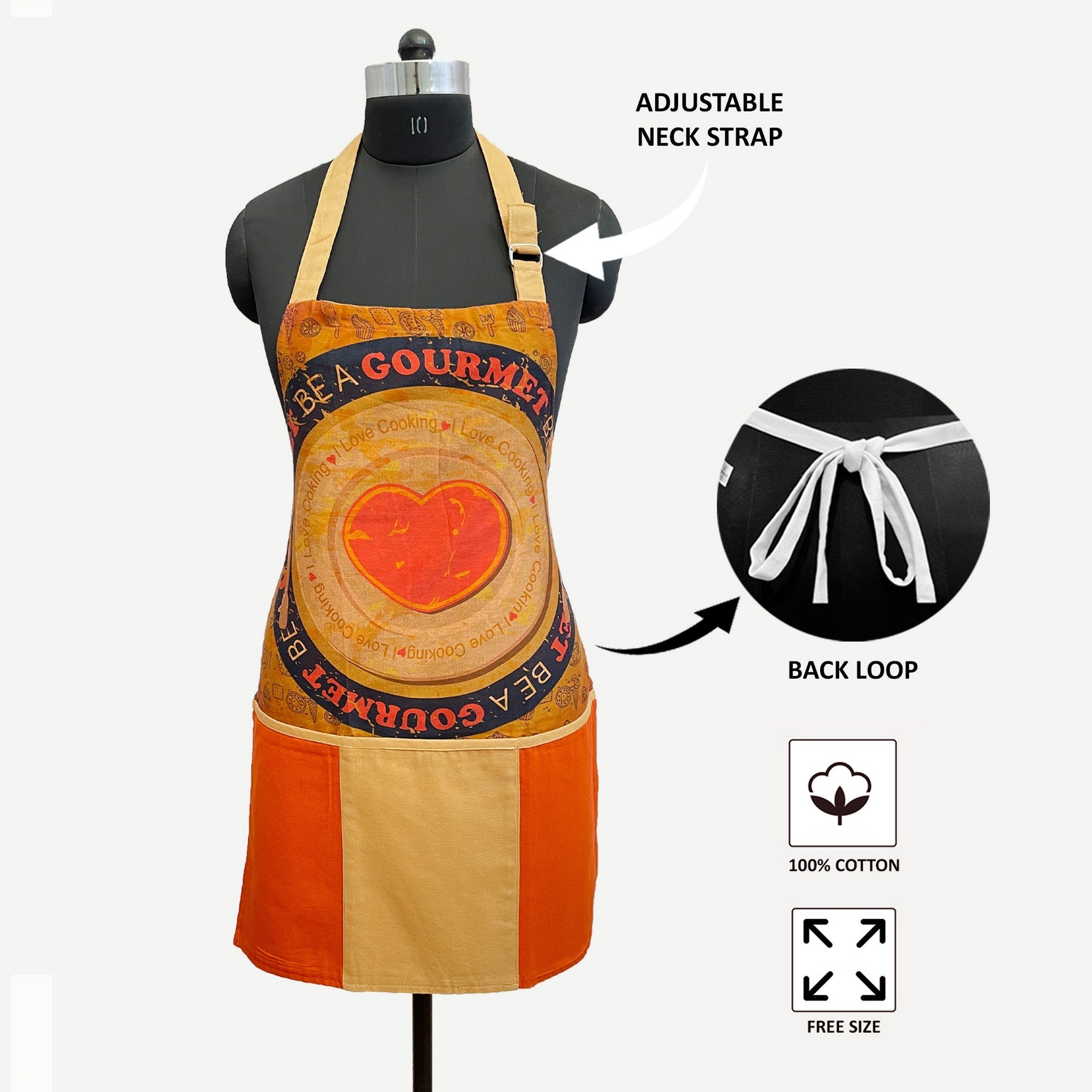 Be A Gourmet – Love Cooking Apron with Front Pocket