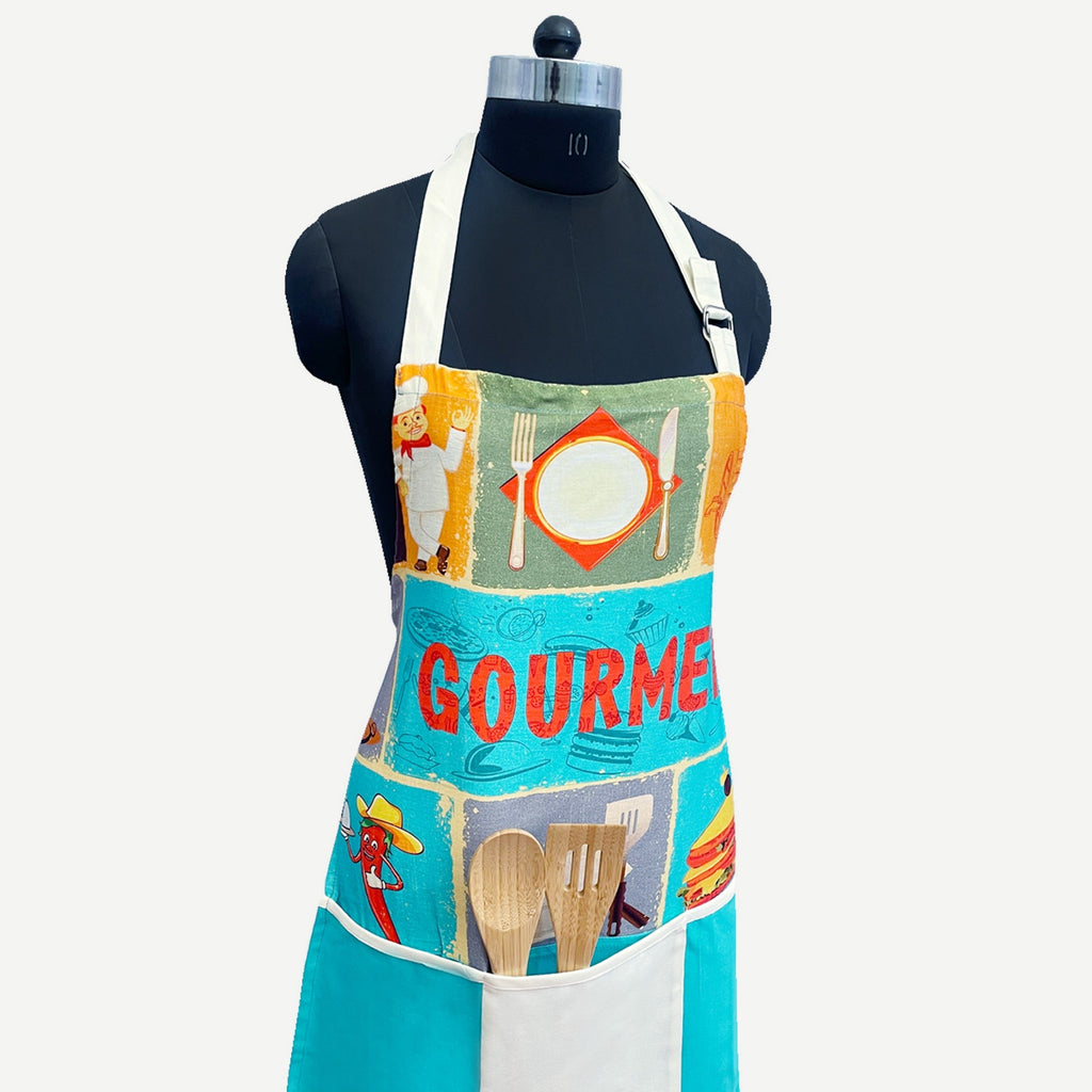 Gourmet Chef Theme Apron with Front Pocket