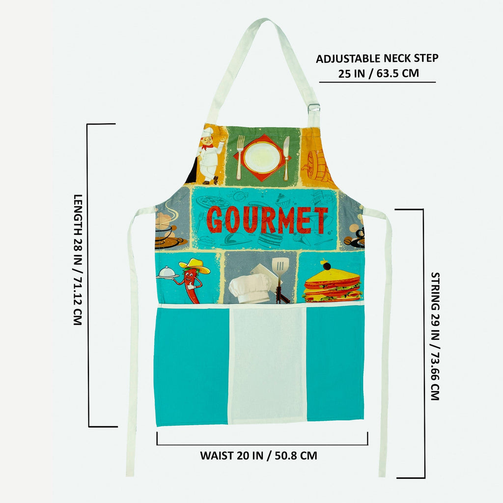 Gourmet Chef Theme Apron with Front Pocket