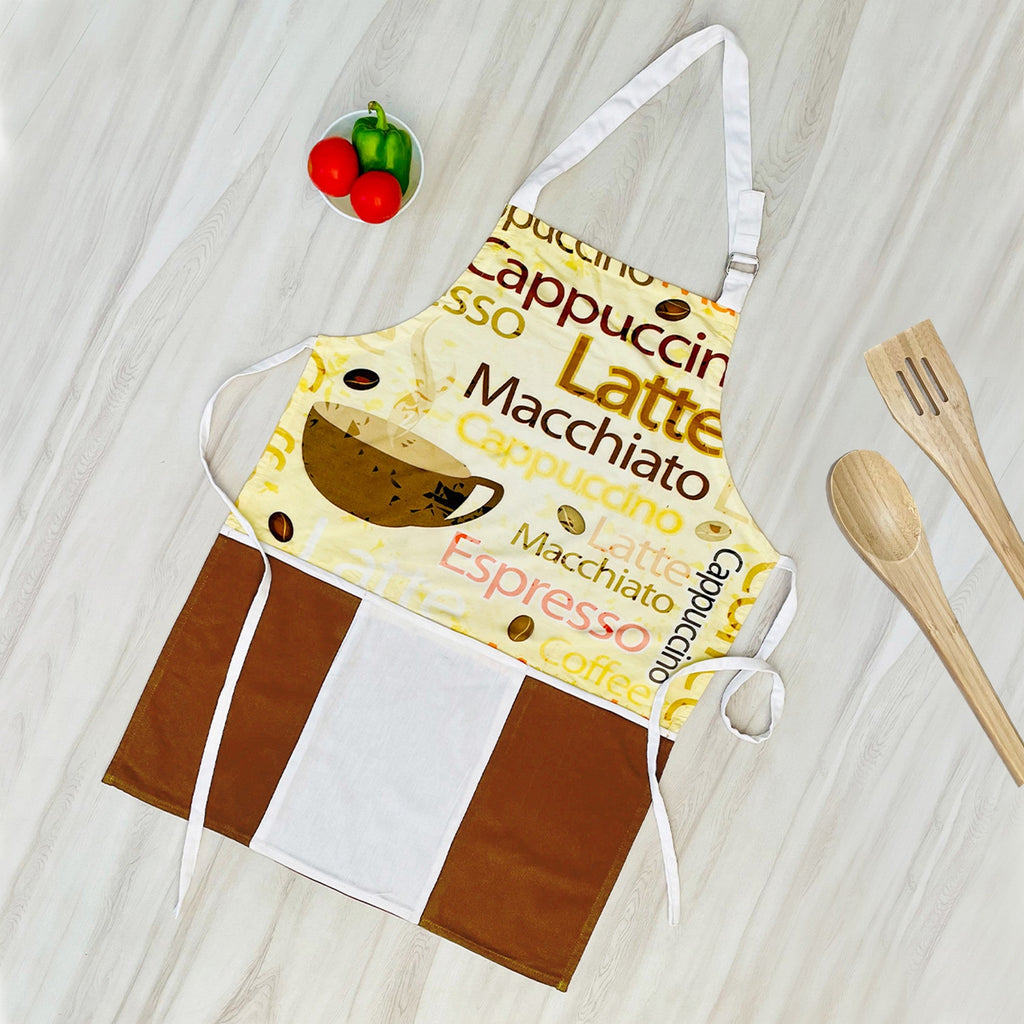 Coffee Latte Theme Apron with Front Pocket