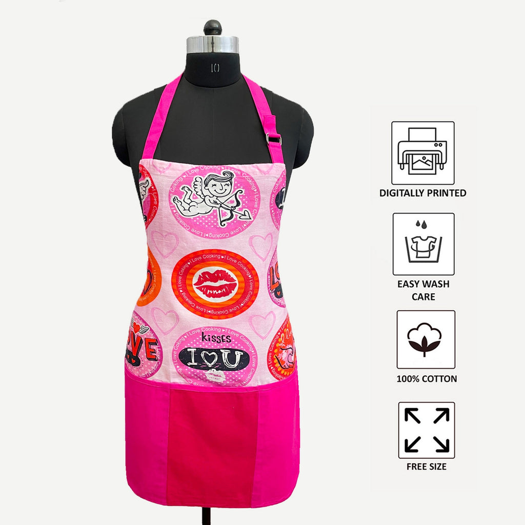 Love Theme Apron with Front Pocket