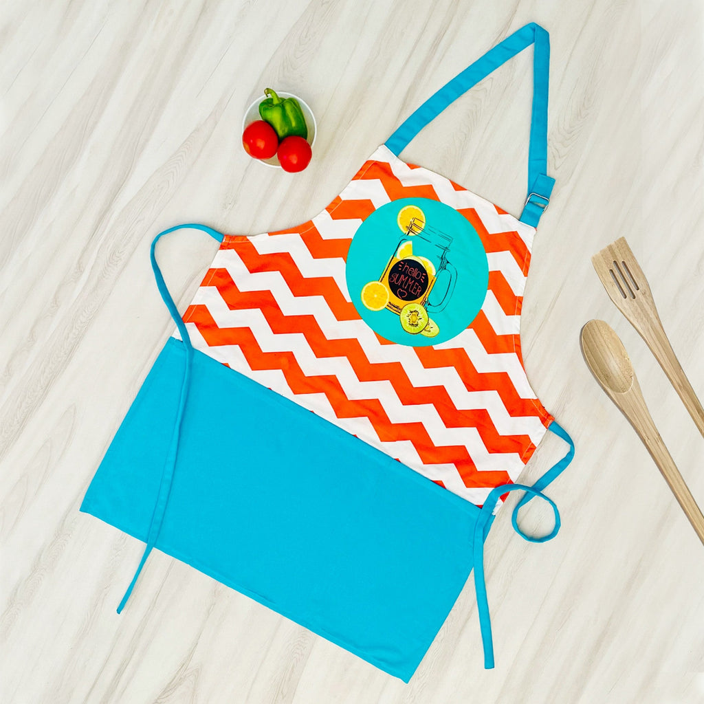 Hello Summer Chevron Print Adjustable Apron with Pocket