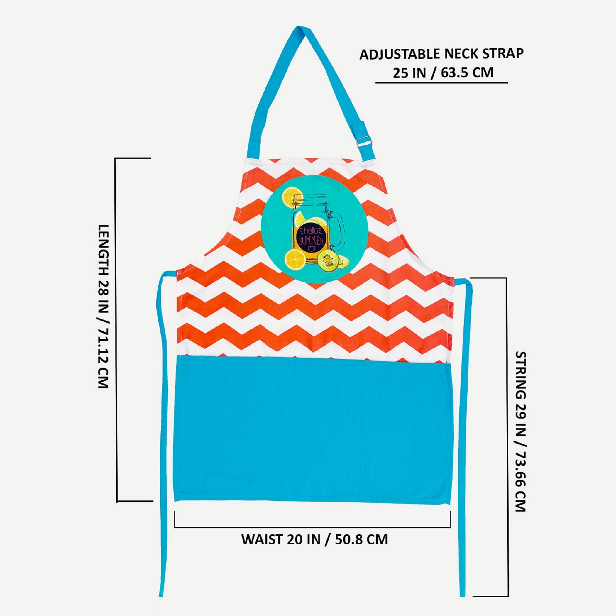 Hello Summer Chevron Print Adjustable Apron with Pocket