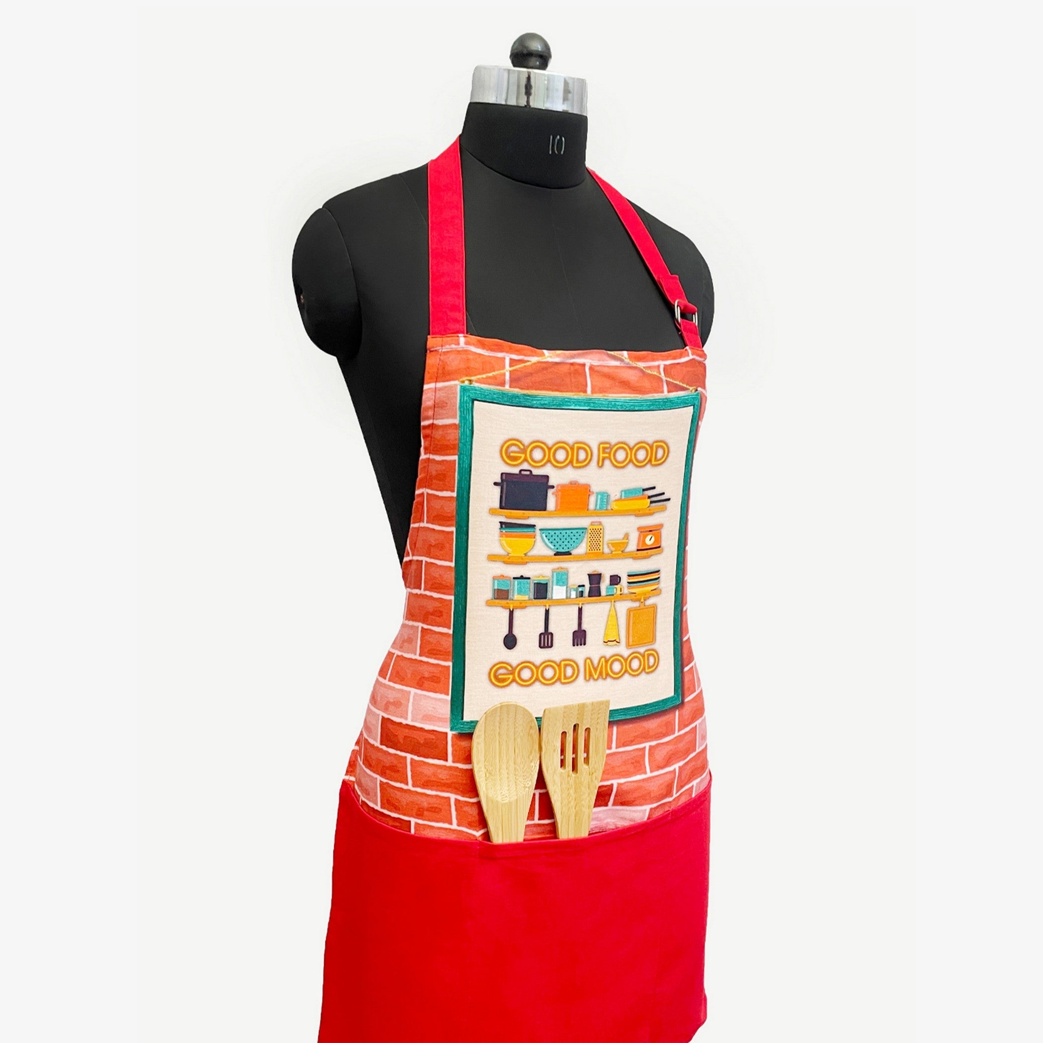 Good Food Good Mood Kitchen Apron with Pocket