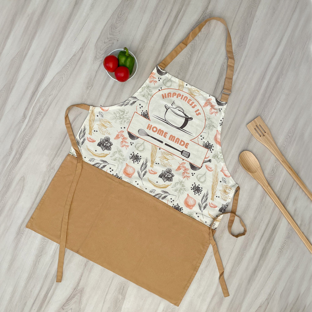 Happiness is Home Made Printed Kitchen Apron with Pocket