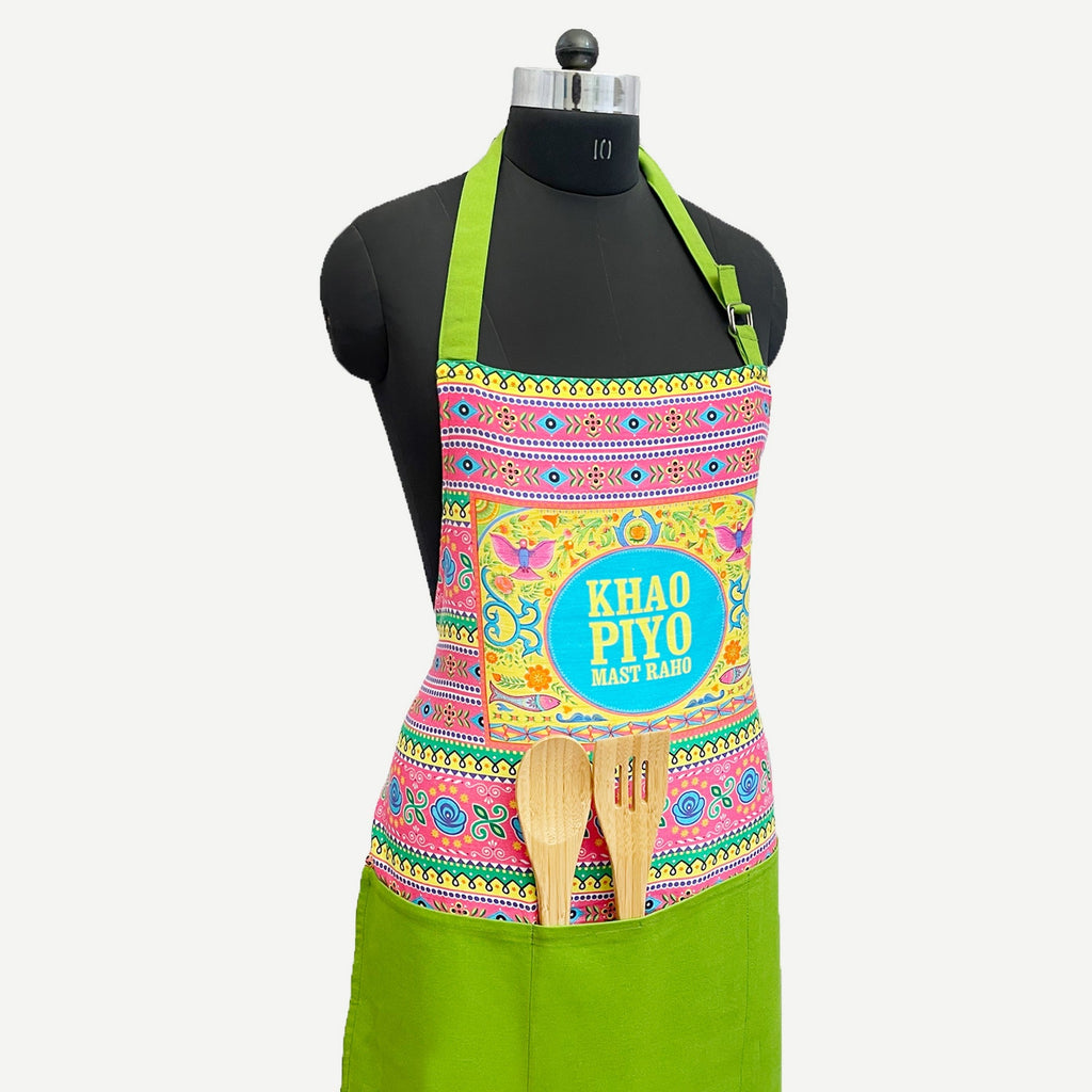Khao Piyo Mast Raho Printed Kitchen Apron with Pocket