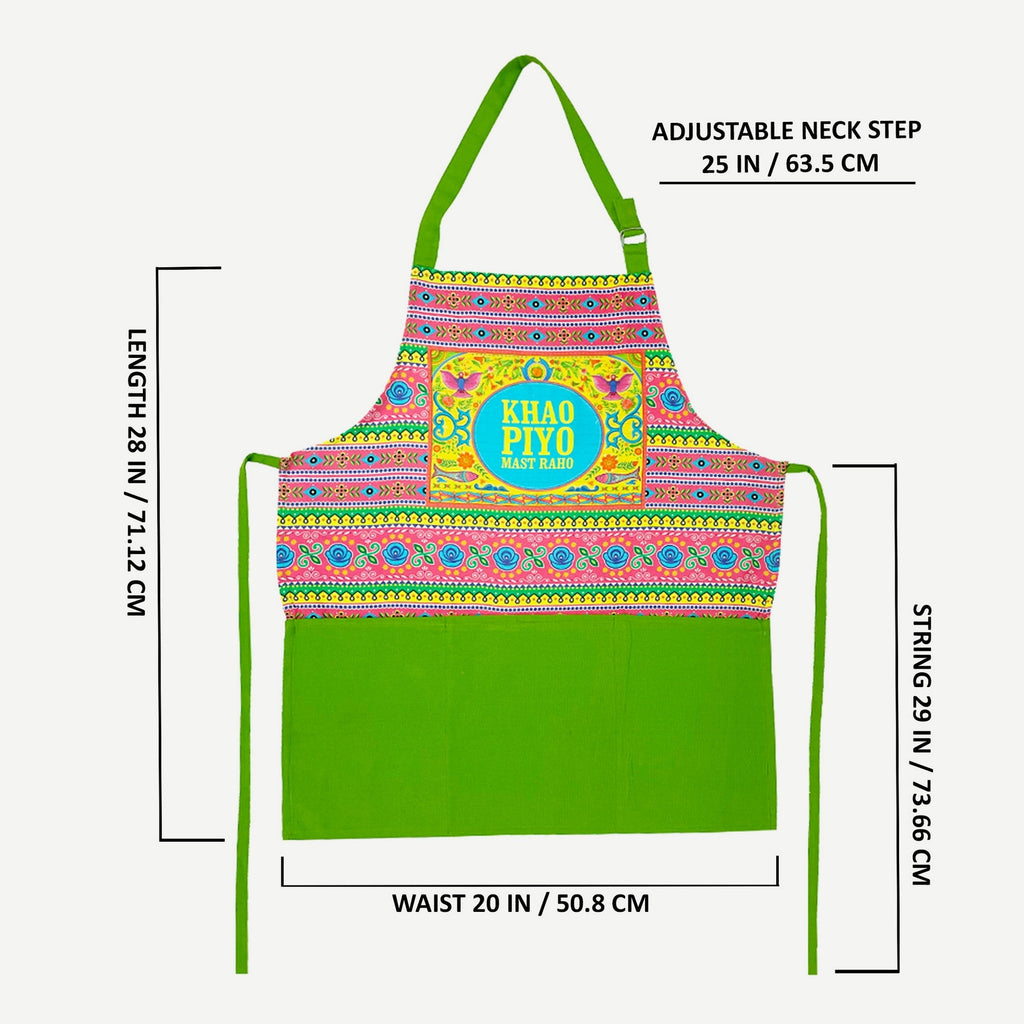 Khao Piyo Mast Raho Printed Kitchen Apron with Pocket