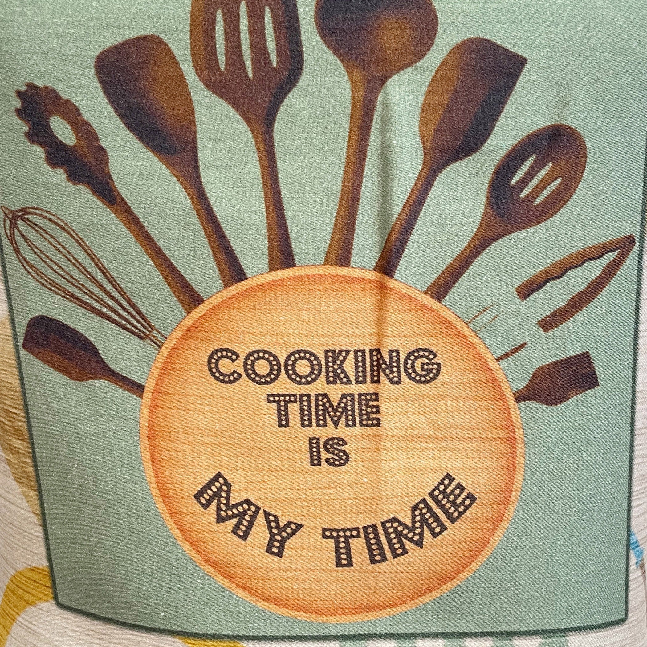 Cooking Time Is My Time Printed Kitchen Apron with Pocket