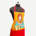 Indian Pop Art Style Kitchen Apron with Pocket – Yellow & Red