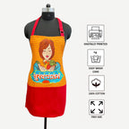 Indian Pop Art Style Kitchen Apron with Pocket – Yellow & Red