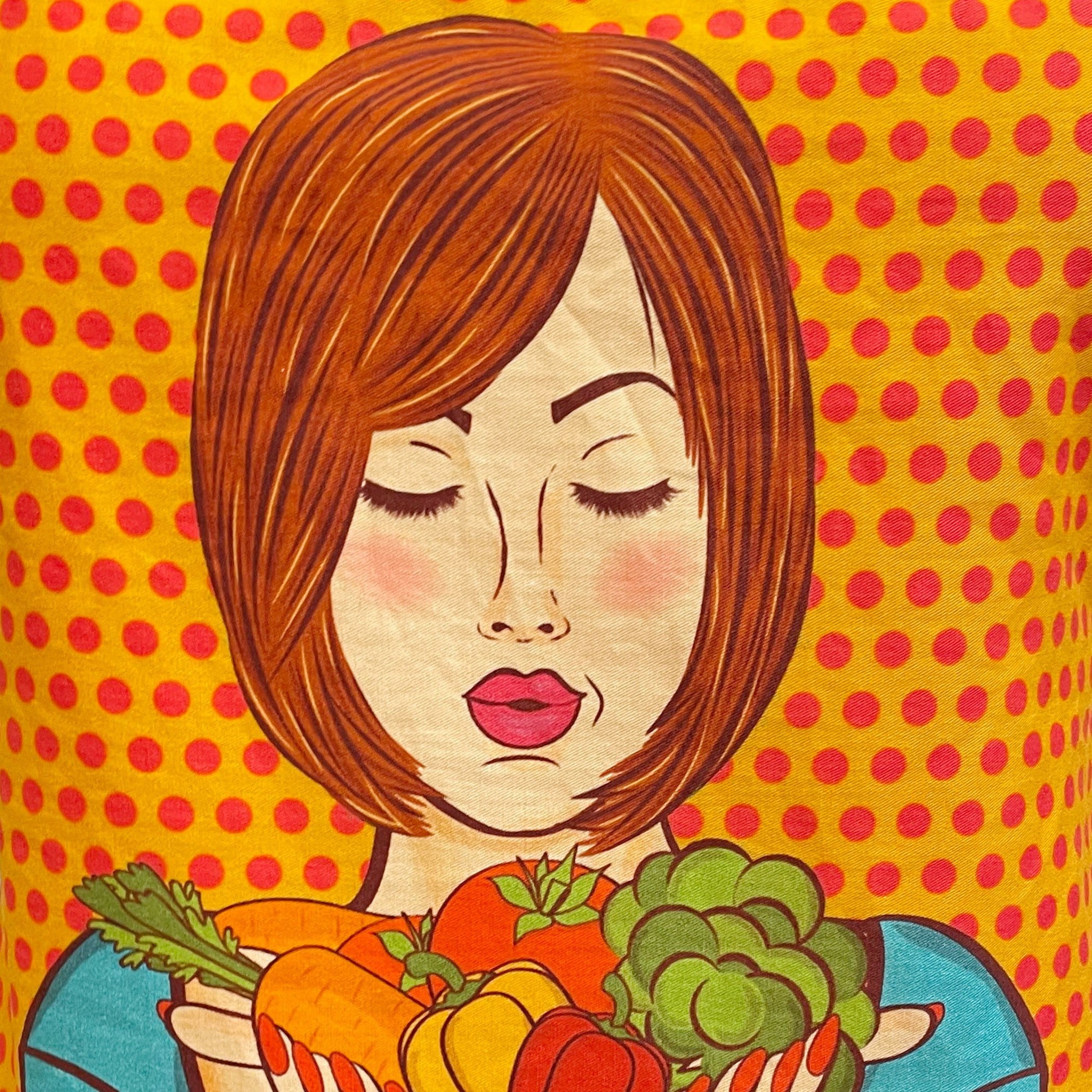 Indian Pop Art Style Kitchen Apron with Pocket – Yellow & Red