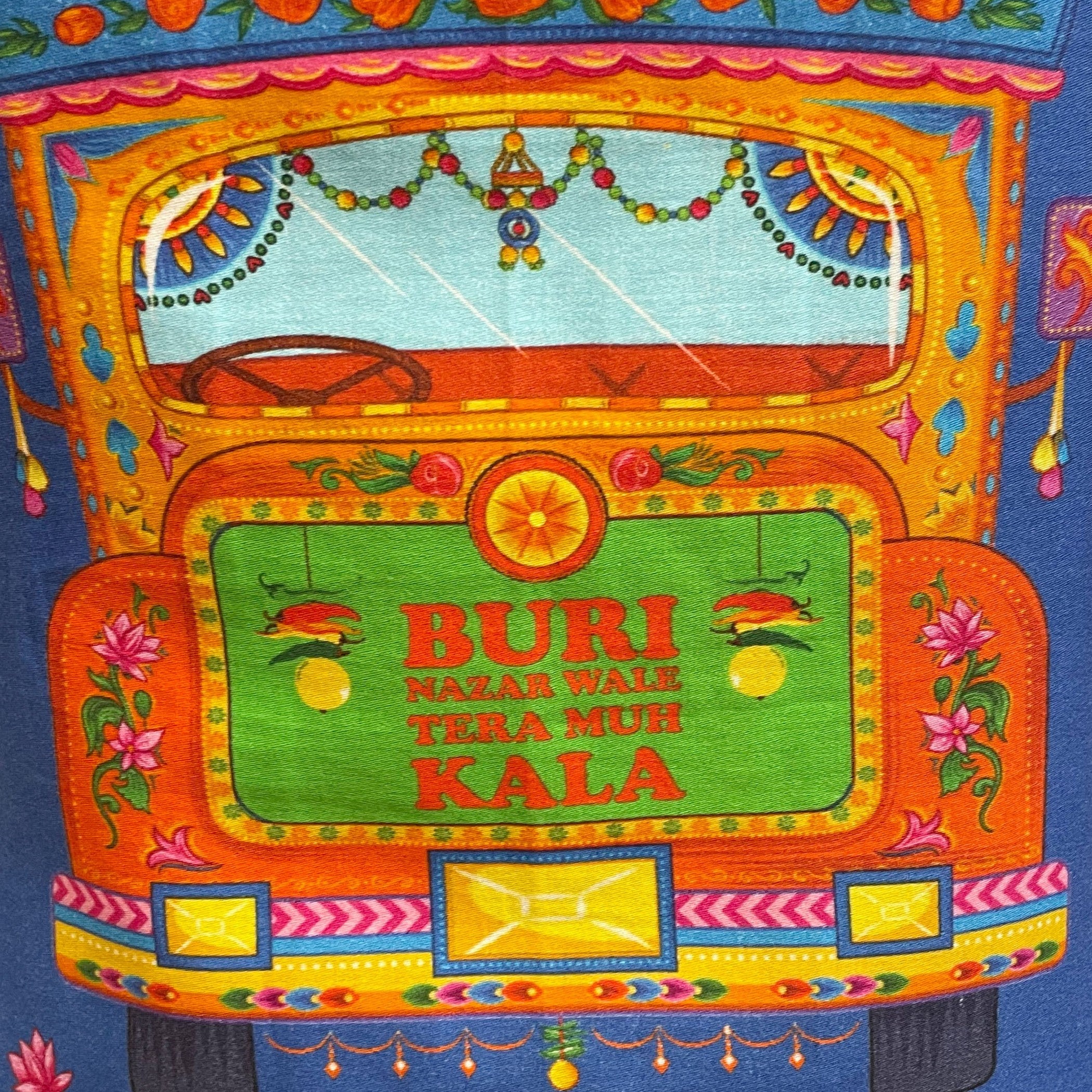 Desi Truck Art Kitchen Apron with Pocket – Blue & Yellow