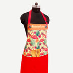 Summer Love Flamingo Print Kitchen Apron with Pocket – Red & Peach
