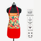 Summer Love Flamingo Print Kitchen Apron with Pocket – Red & Peach