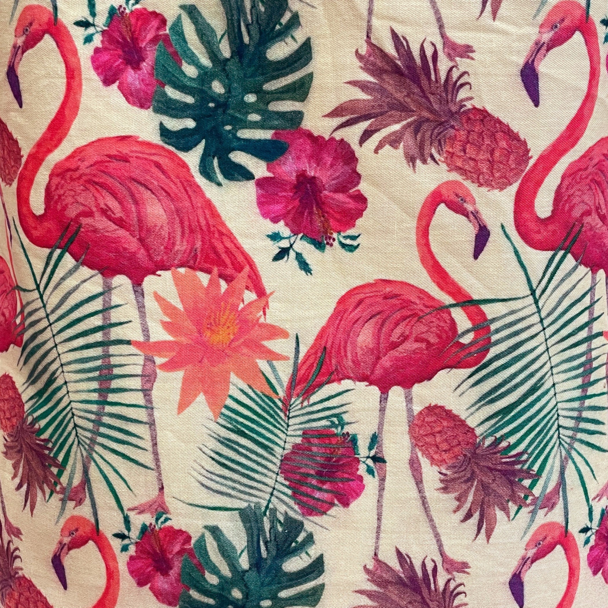 Summer Love Flamingo Print Kitchen Apron with Pocket – Red & Peach