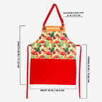 Summer Love Flamingo Print Kitchen Apron with Pocket – Red & Peach