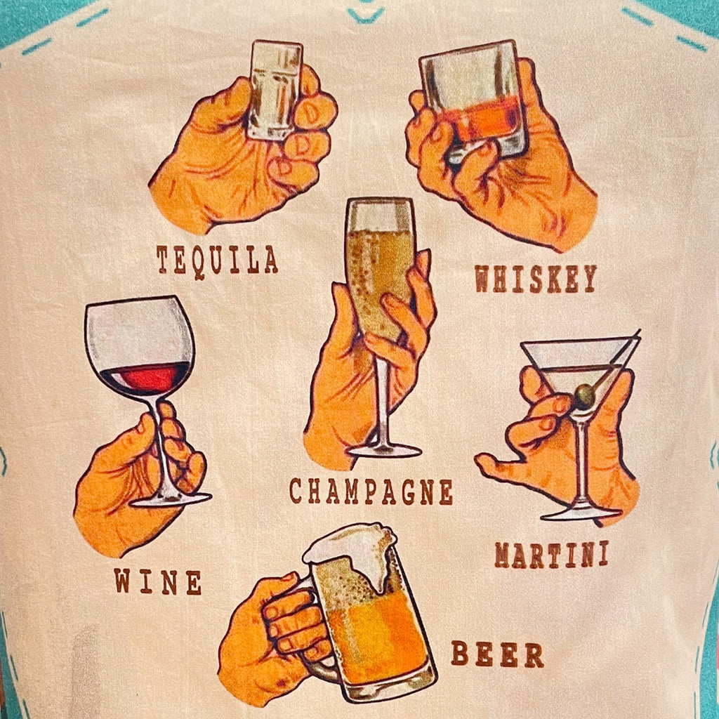 Retro Bar Drinks Guide Kitchen Apron with Pocket – Multicolor