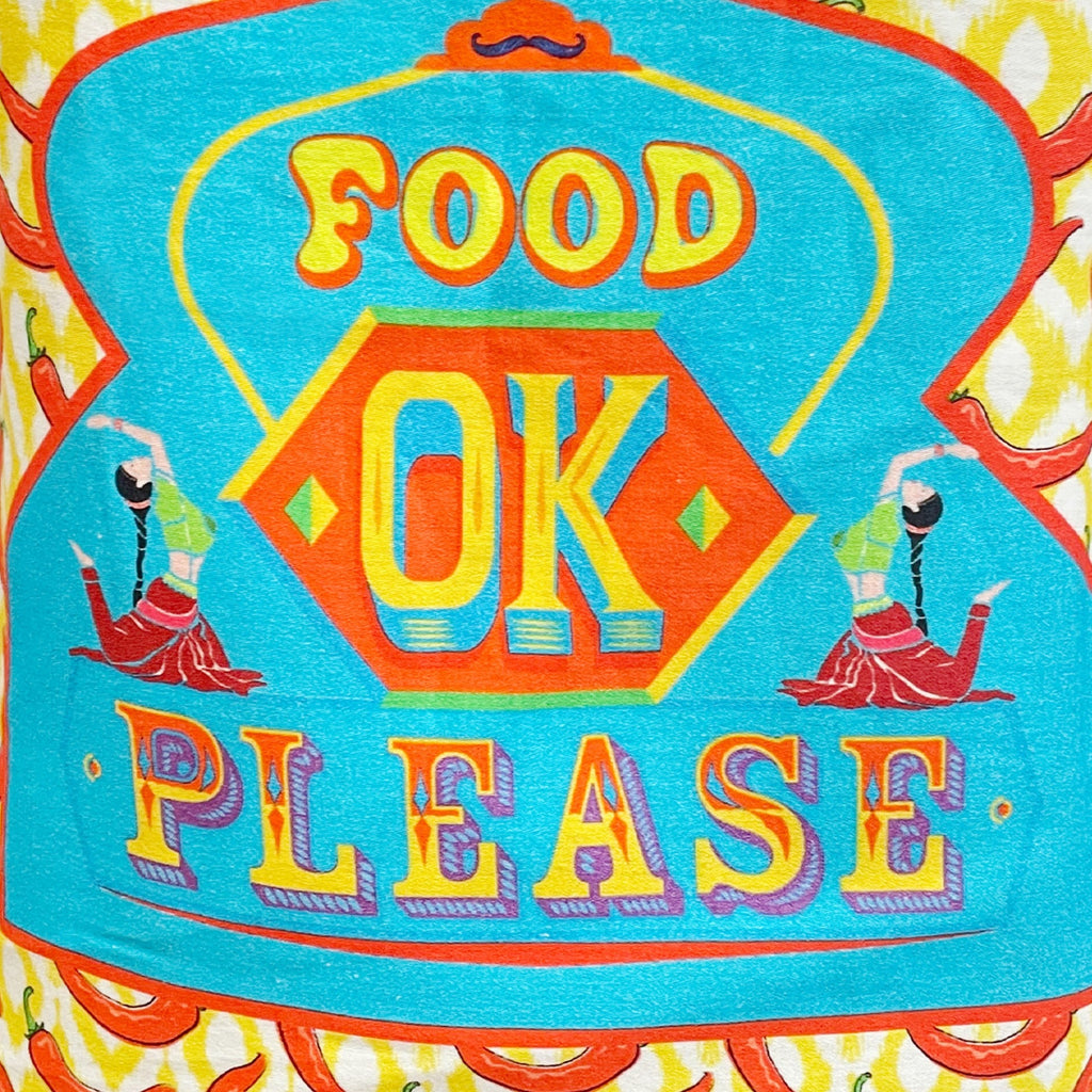 Food OK Please” Funky Kitchen Apron with Pocket – Desi Truck Art Design