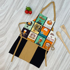 Printed Kitchen Apron with Oven Gloves Set - “Seasoned with Love” Design