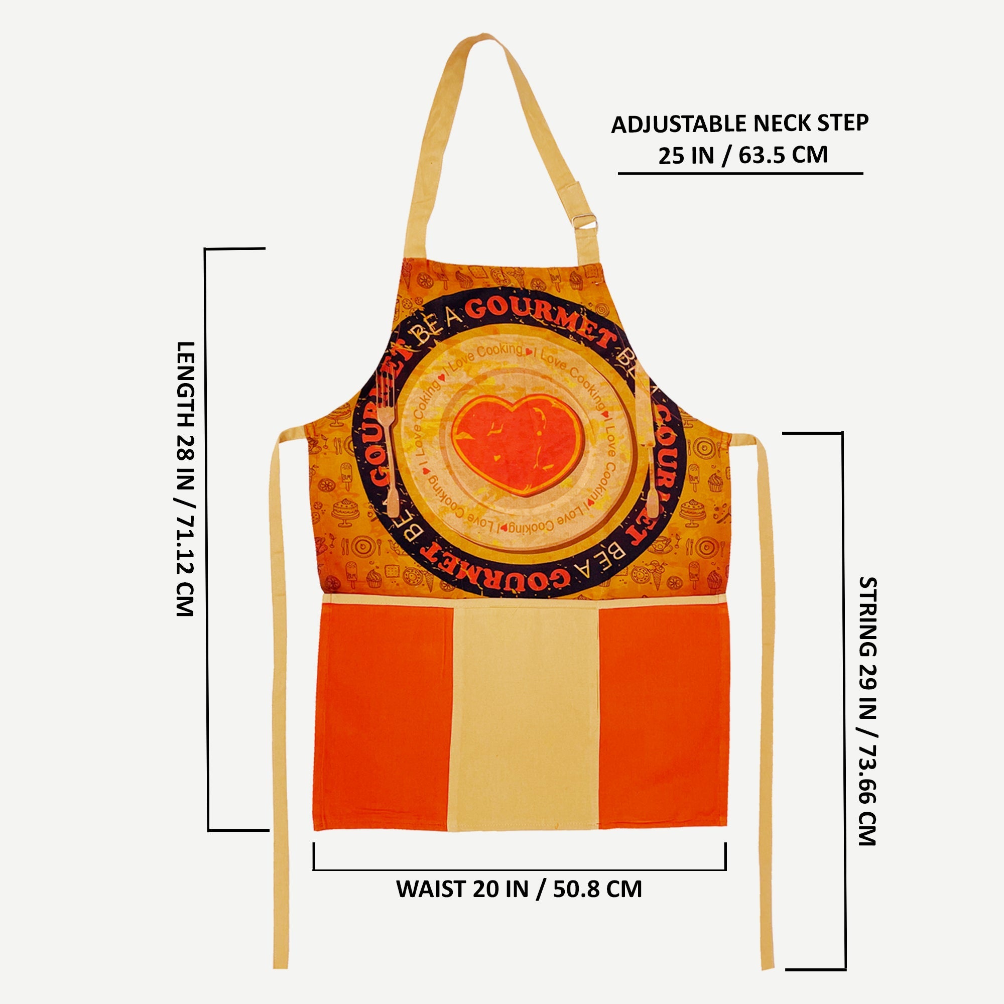 Printed Kitchen Apron with Oven Gloves Set - Be a Gourmet Theme