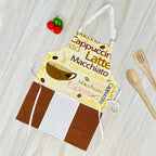 Coffee Print Cotton Kitchen Apron with Adjustable Neck & Pocket