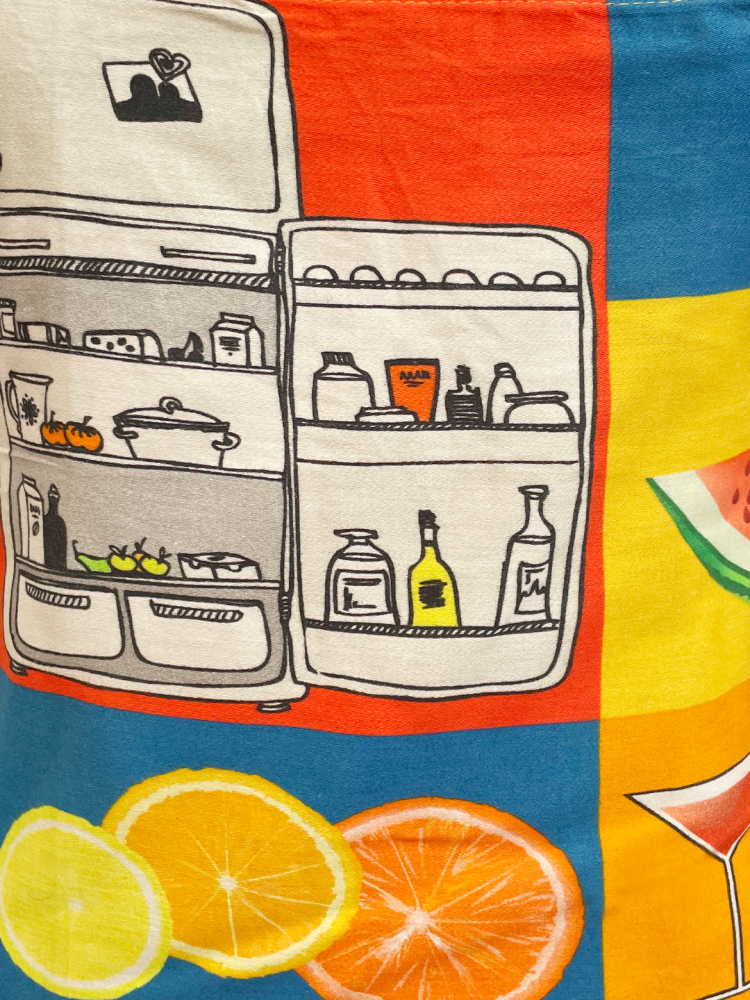 Printed Kitchen Apron with Pocket - Colorful Kitchen Illustration Design