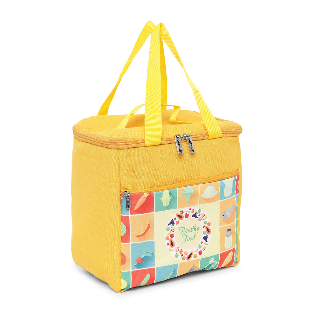 Healthy Food Print Insulated Lunch Bag with Front & Inside Pocket