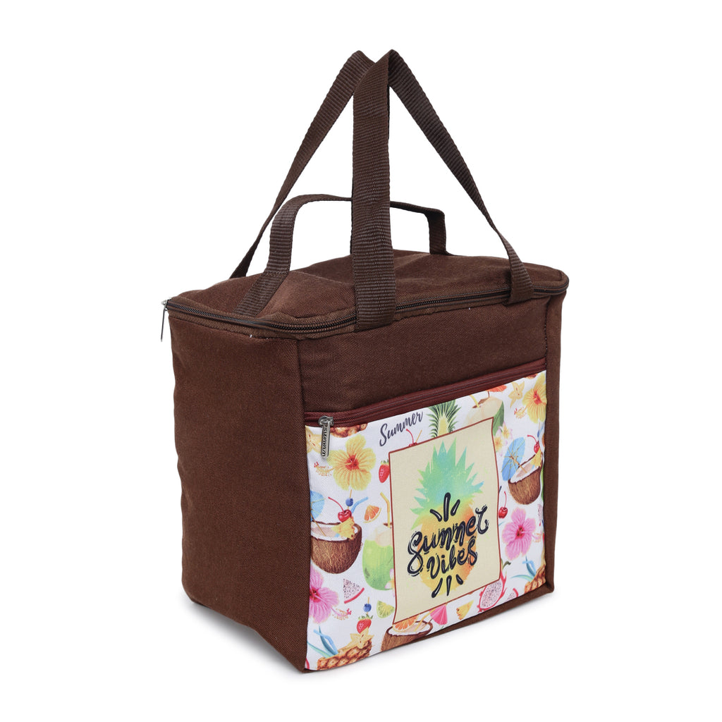 Summer Vibes Printed Insulated Lunch Bag with Front & Inside Pocket