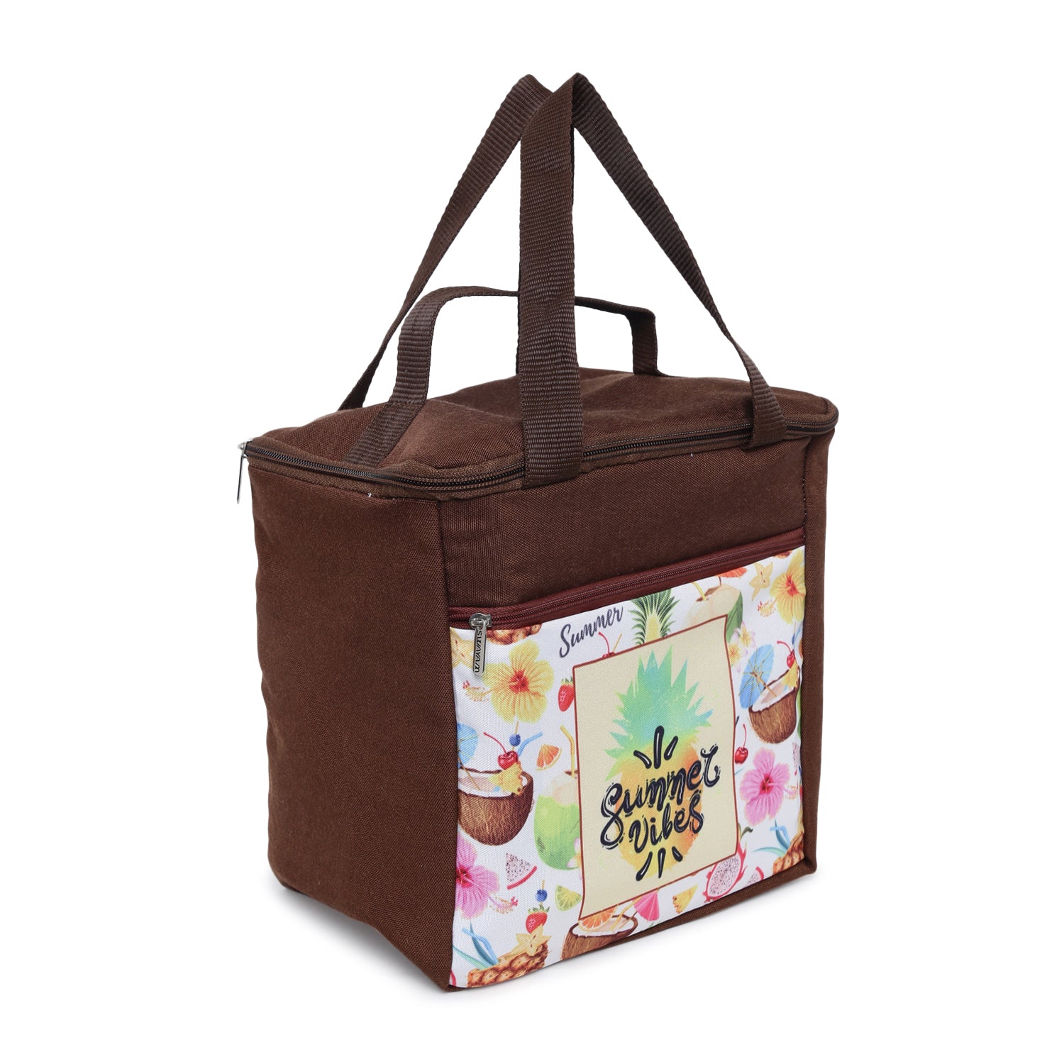 Summer Vibes Printed Insulated Lunch Bag with Front & Inside Pocket