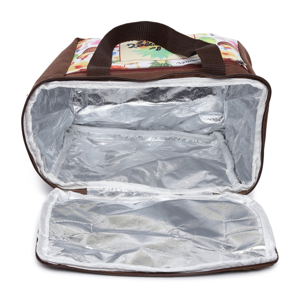Summer Vibes Printed Insulated Lunch Bag with Front & Inside Pocket