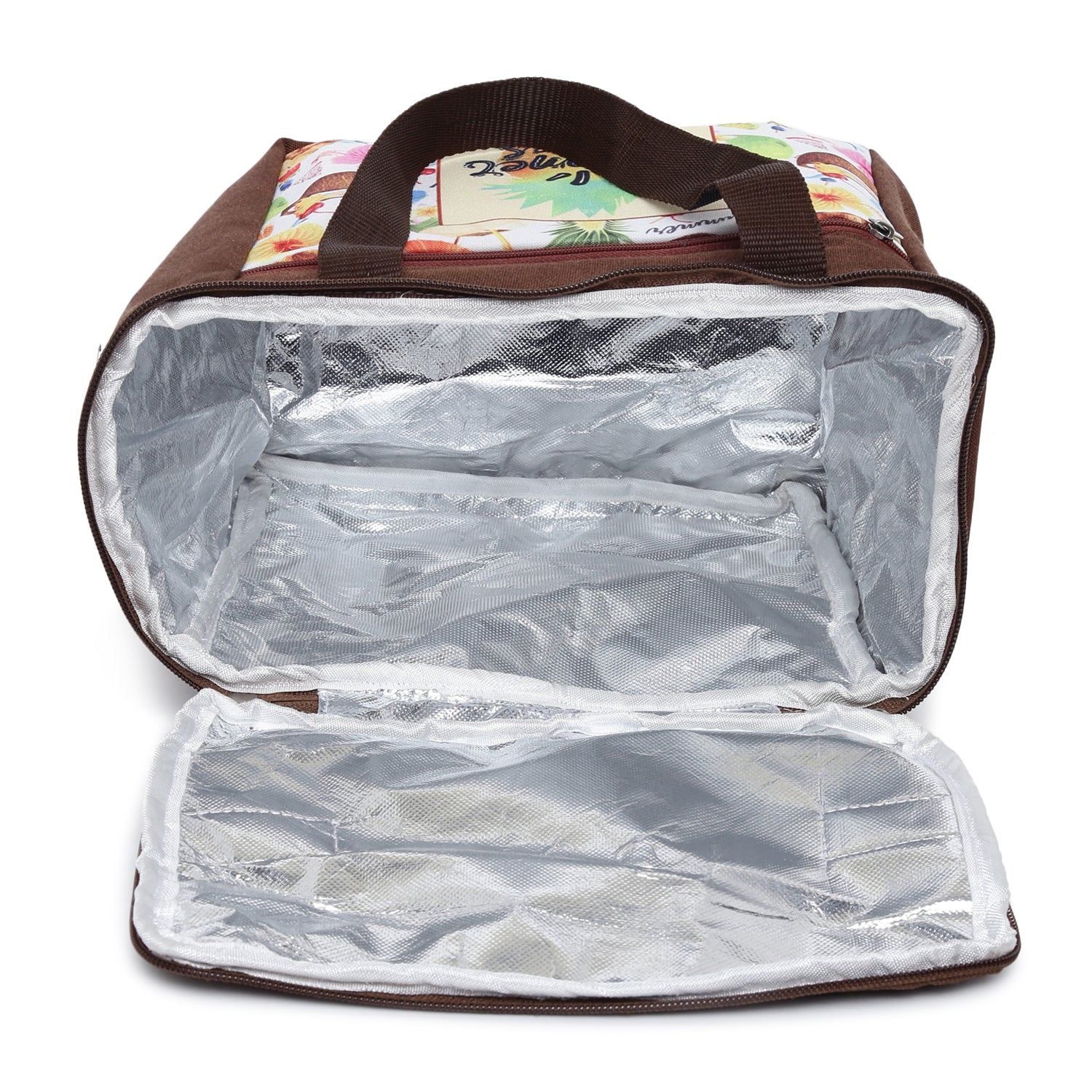 Summer Vibes Printed Insulated Lunch Bag with Front & Inside Pocket