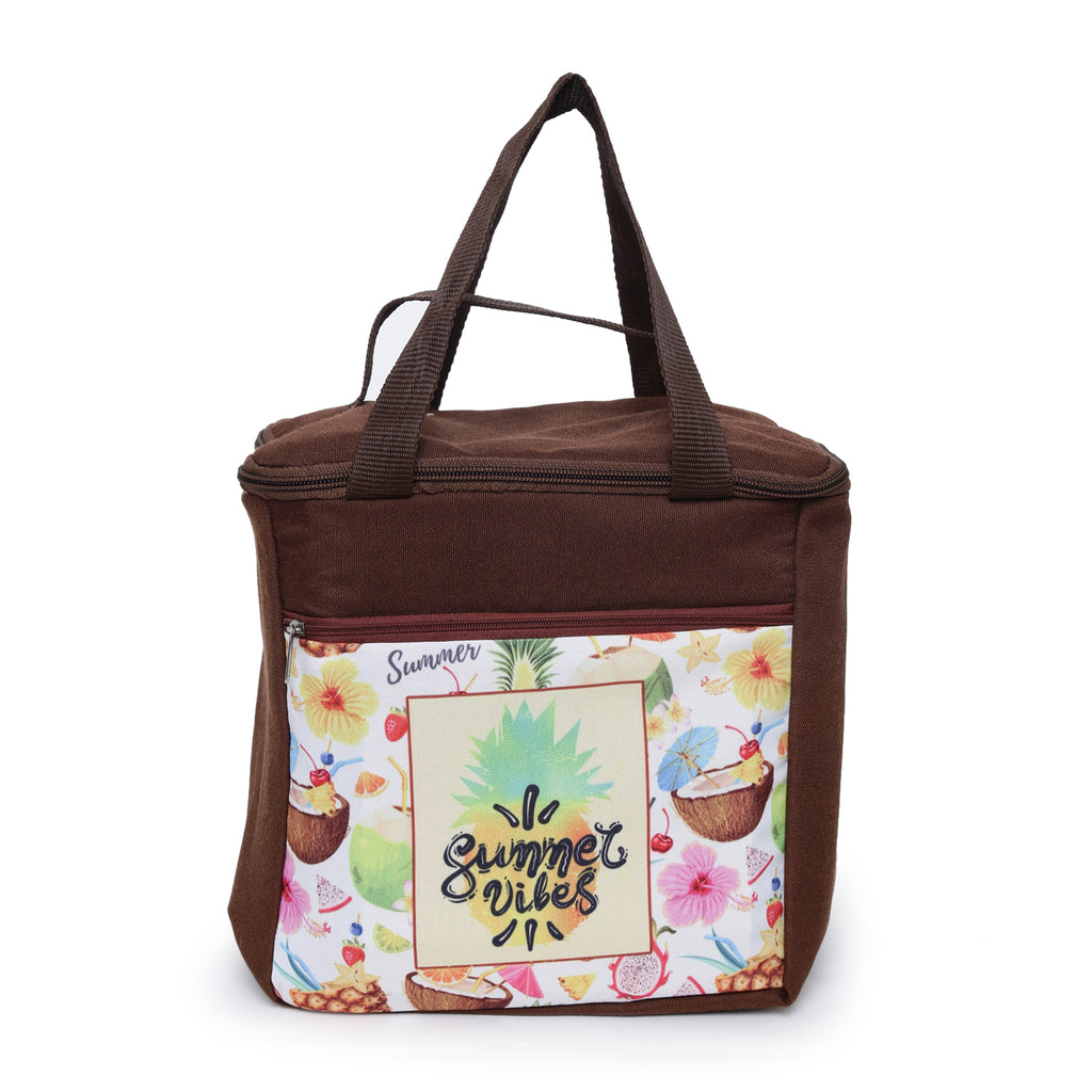 Summer Vibes Printed Insulated Lunch Bag with Front & Inside Pocket