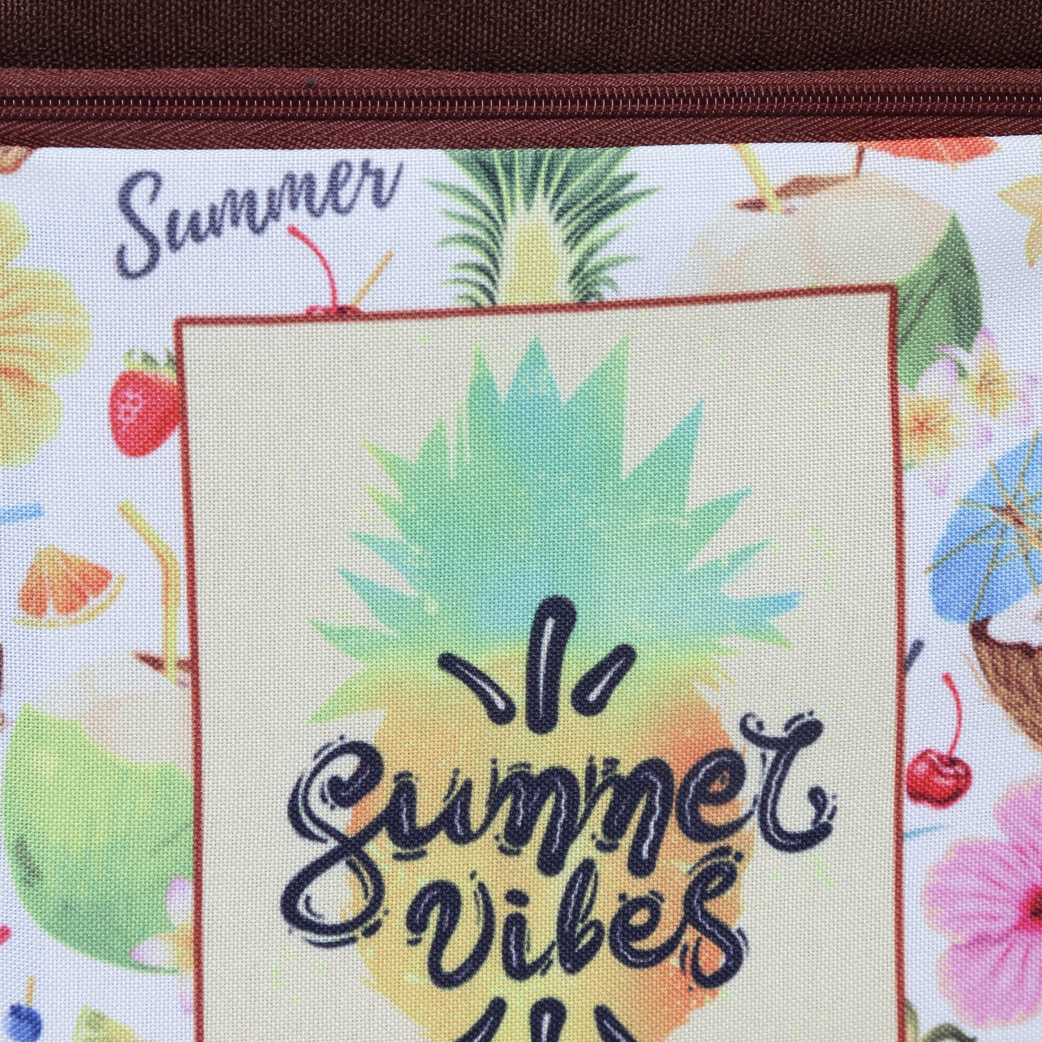 Summer Vibes Printed Insulated Lunch Bag with Front & Inside Pocket